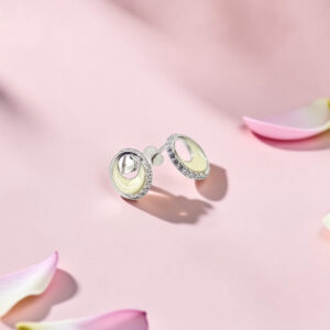 925 Sterling Silver and Enamel Oval Stud Earrings