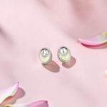 925 Sterling Silver and Enamel Oval Stud Earrings