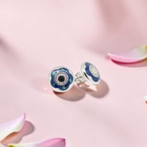 925 Sterling Silver Blue Flower Tops