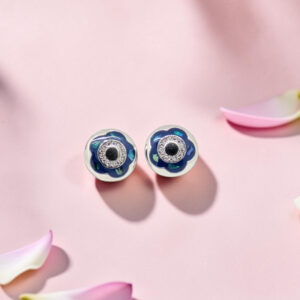 925 Sterling Silver Blue Flower Tops