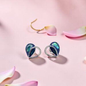 Silver 92.5 Enamel Heart Stud Earrings
