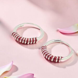 Kids Vali Silver 92.5 Red Hoop Earrings