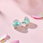Turquoise Heart Silver Stud Earrings