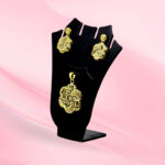 Ornate Flower Pendant Set with Earrings