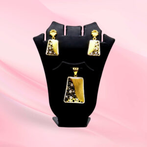 Gold Tone Pendant and Earring Set 925