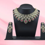 Silver Bridal Necklace Set 925 with Ruby