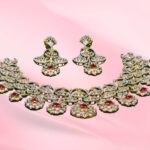 Silver Bridal Necklace Set 925 with Ruby
