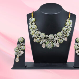 Silver 925 Necklace Set with Rose Quartz