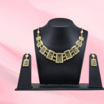 Elegant Gold Finish 925 Silver Necklace Set