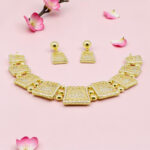 Gold Tone Rectangle Link Bracelet and Earrings