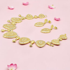 Gold Tone Filigree Necklace and Earrings Set