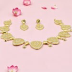 Gold Tone Filigree Necklace and Earrings Set