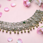 Silver 925 Emerald and Pearl Necklace Set