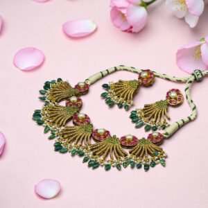 925 Silver Bridal Necklace Set with Emeralds