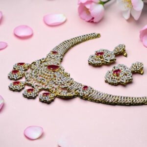 925 Silver Bridal Necklace Set with Ruby