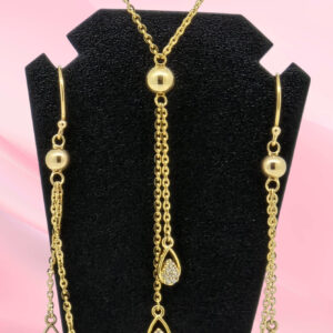 Gold Necklace and Earring Set with Pendants