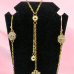 Gold Cubic Zirconia Necklace and Earrings Set