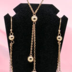 Rose Gold Ball Drop Necklace and Earrings Set