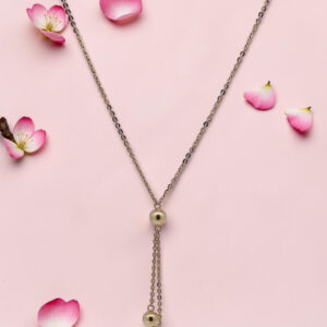 Rose Gold Ball Drop Necklace and Earrings Set