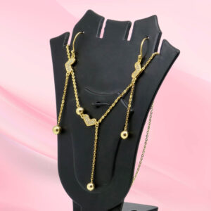 Gold Heart Necklace and Earrings Set