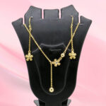 Gold Flower Necklace and Earring Set