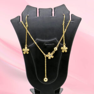 Gold Flower Necklace and Earring Set