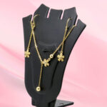 Gold Flower Necklace and Earring Set