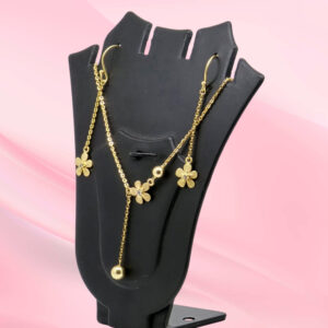 Gold Flower Necklace and Earring Set