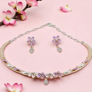925 Sterling Silver Flower Necklace Set
