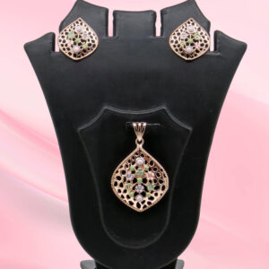 Silver Pendant Set with Floral Design