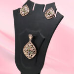 Silver Pendant Set with Floral Design