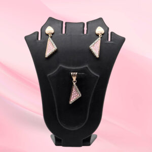 Silver Triangle Pendant and Earrings Set