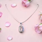Silver 925 Oval Blue Sapphire Necklace Set