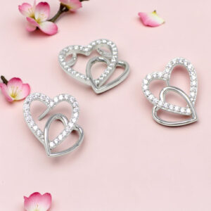 925 Sterling Silver Heart Pendant Set
