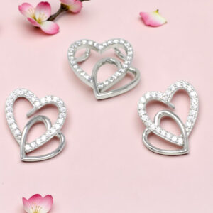 925 Sterling Silver Heart Pendant Set
