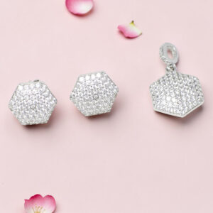 925 Sterling Silver Hexagon Pendant Set