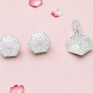 925 Sterling Silver Hexagon Pendant Set
