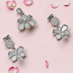925 Sterling MOP with CZ Silver Pendant Set
