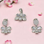 925 Sterling MOP with CZ Silver Pendant Set