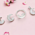 Silver Moon and Star Pendant Set Ring 925