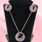 Silver Enamel Necklace Set 925