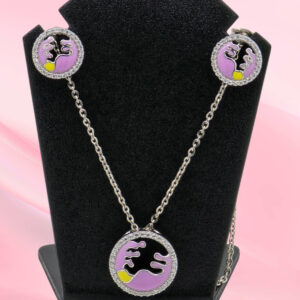 Silver Enamel Necklace Set 925