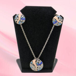 Silver Mina 925 Necklace Set with Enamel