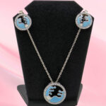 Silver Mina 925 Necklace Set with Earrings