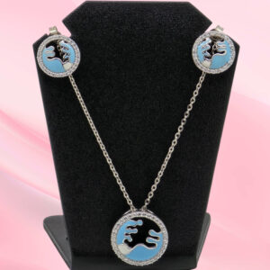 Silver Mina 925 Necklace Set with Earrings