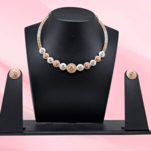 Sterling Silver Necklace Set with Rose Accents