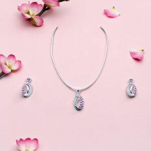 925 Sterling Silver CZ Necklace Set