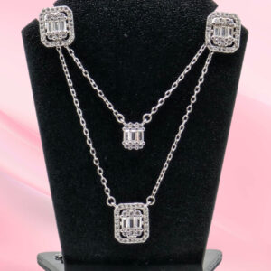 Silver 925 Necklace Set with Baguette