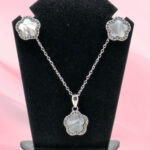 Silver 925 Flower Mother of Pearl Necklace Set
