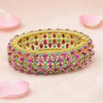 Gold Plated Ruby Emerald Silver Kada Bracelet